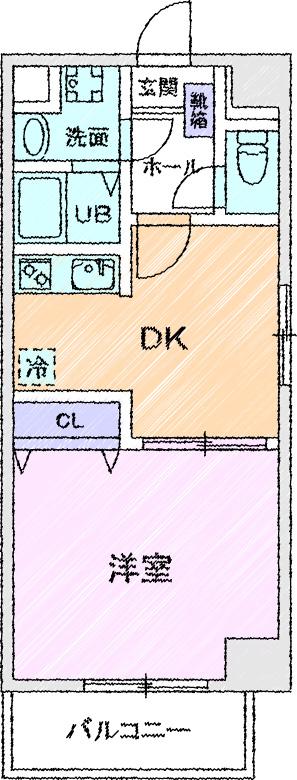 エヴァーグリーン(1DK/7階)の間取り写真
