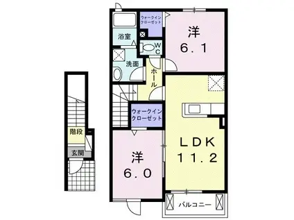 フェリース・なごみ II(2LDK/2階)の間取り写真