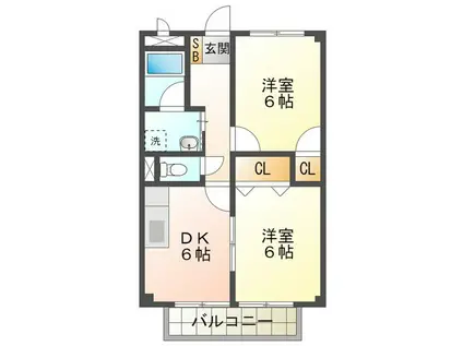 サープラスIIときわ(2DK/2階)の間取り写真