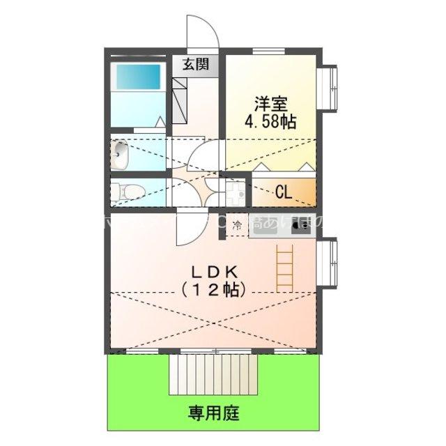 ハイツKIRIN A(1LDK/1階)の間取り写真