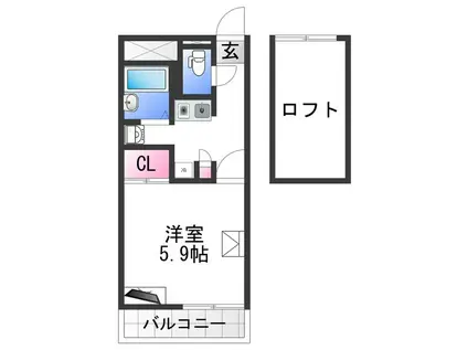 レオパレスロイヤル(1K/1階)の間取り写真