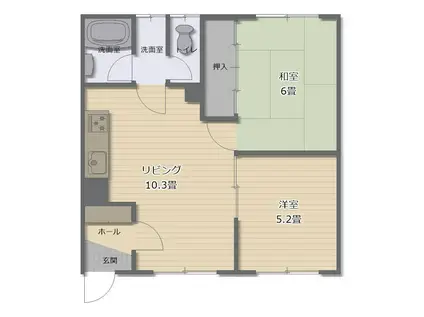 緑東コーポ101(2LDK/2階)の間取り写真