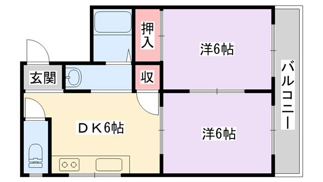 リバーヒル石津(2DK/3階)の間取り写真