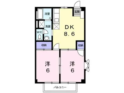 ニューシティしみず1(2DK/1階)の間取り写真