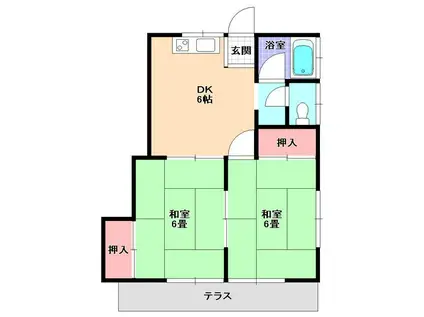 メゾン芝山B(2DK/2階)の間取り写真