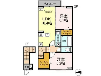 D-RESIDENCE・M川北(2LDK/2階)の間取り写真