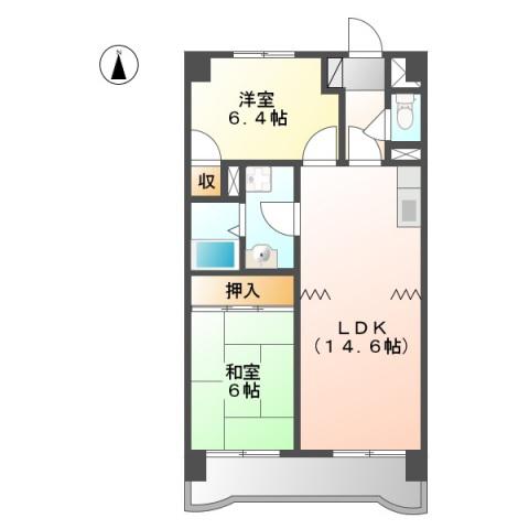 グランデュール今1(2LDK/2階)の間取り写真