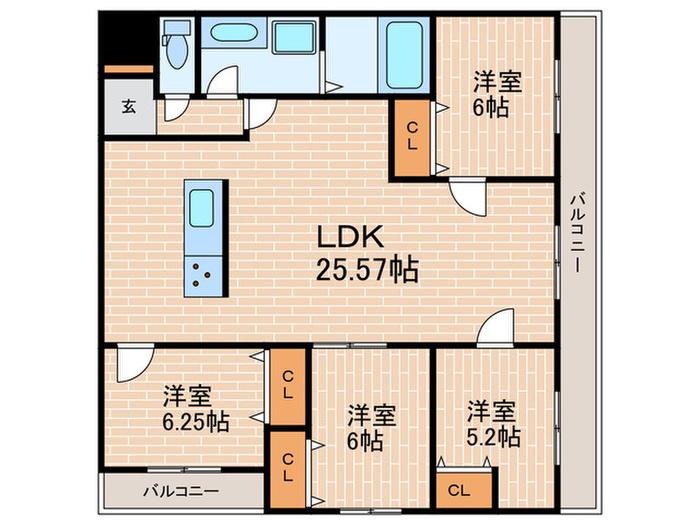 MESSAGE苦楽園三番町(4LDK/1階)の間取り写真