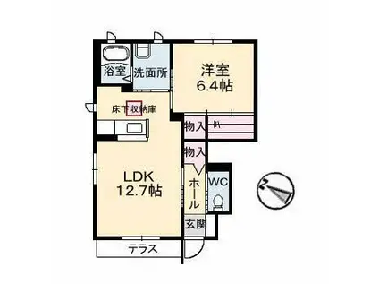 エテルグリーア A棟(1LDK/1階)の間取り写真