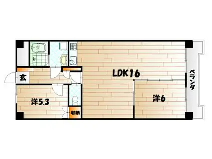 サンライフ霧ヶ丘II(2LDK/3階)の間取り写真