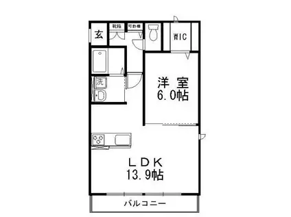 ウィステリアII(1LDK/2階)の間取り写真