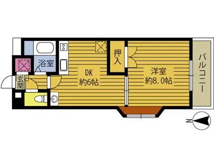 シリウス花高松(1DK/1階)の間取り写真