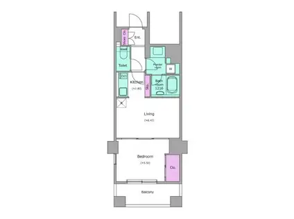 レジディア月島(1DK/8階)の間取り写真