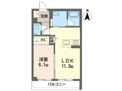 プレミアス幕張本郷(1LDK/2階)の間取り写真