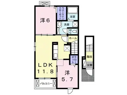アミティーK2(2LDK/2階)の間取り写真