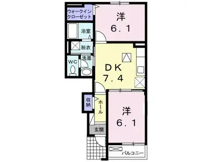 クレストールKII(2DK/1階)の間取り写真