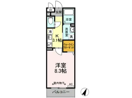 D-ROOM気仙沼(1K/2階)の間取り写真