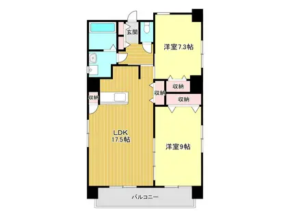 TKマンション元浜(2LDK/5階)の間取り写真