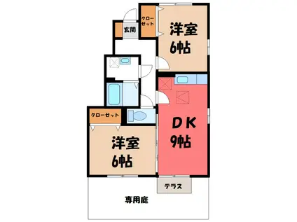 ロイヤルガーデン連取 B(2DK/1階)の間取り写真