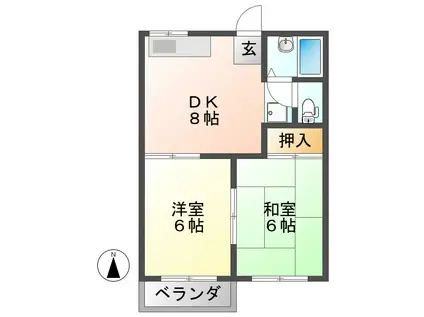 クレッシェンド サカイ(2DK/2階)の間取り写真