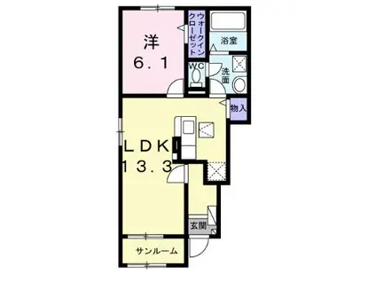 クリスタルドミールV(1LDK/1階)の間取り写真