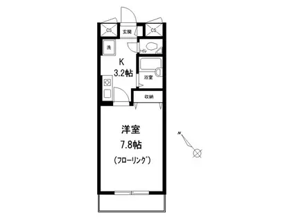 ドミールT(1K/3階)の間取り写真