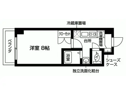 ECO・VILLAGE北山(1K/1階)の間取り写真