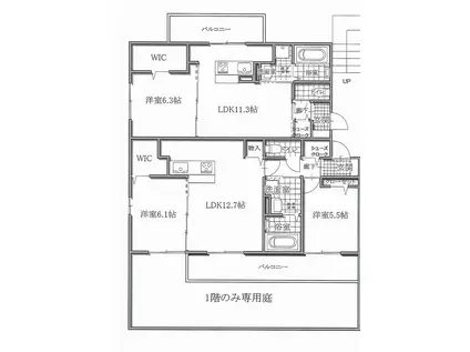 バイオレットガーデンA(2LDK/1階)の間取り写真