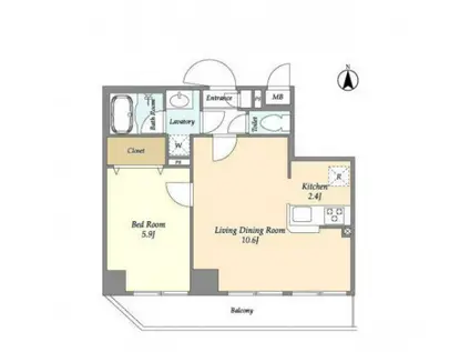 アルファコート下赤塚(1LDK/4階)の間取り写真