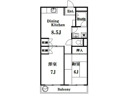 アメニティ用賀(2DK/4階)の間取り写真