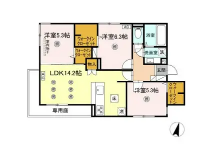 ディールームグラース(3LDK/3階)の間取り写真