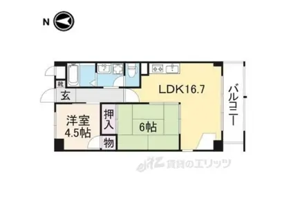 コーポ睦(2LDK/5階)の間取り写真