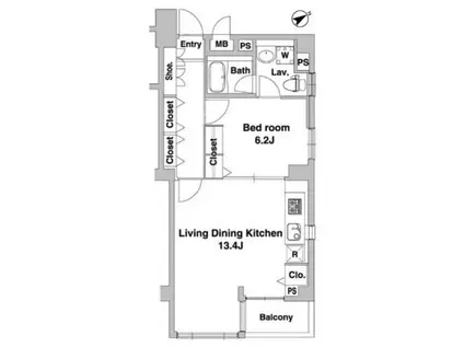 アディック恵比寿南(1LDK/2階)の間取り写真