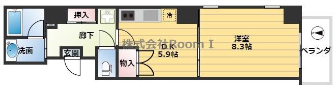 PERIDOT内平野町(1DK/8階)の間取り写真