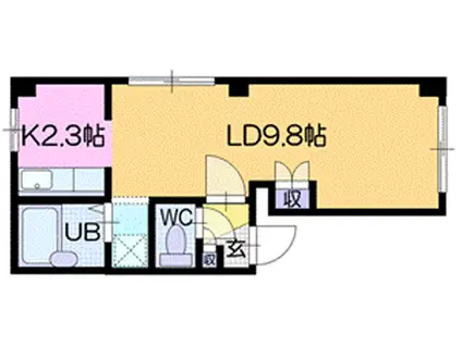 ヒバリガオカA棟(1K/1階)の間取り写真