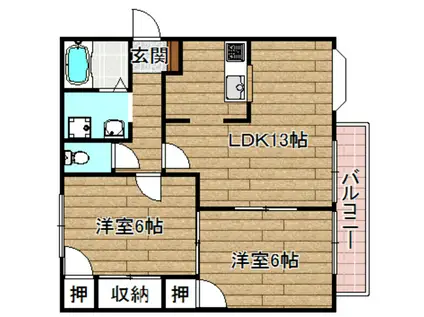 シャルム・コーポ(2LDK/2階)の間取り写真