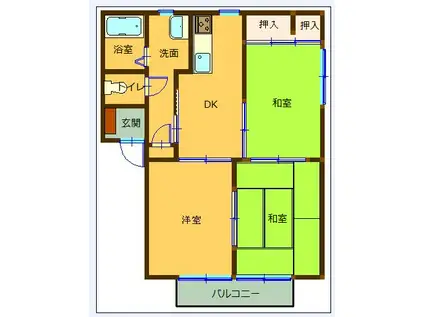 フレグランスヒルズC棟(3DK/1階)の間取り写真