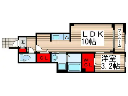 カーサ・プリート(1LDK/1階)の間取り写真