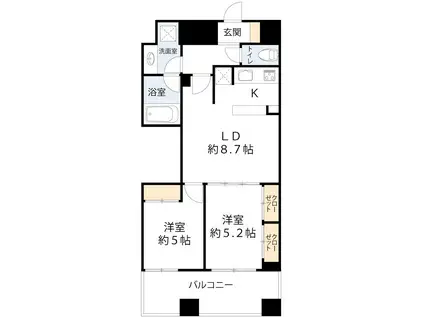 レジディア心斎橋ウエスト(2LDK/11階)の間取り写真