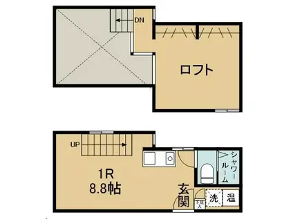 THE BASE(ワンルーム/3階)の間取り写真