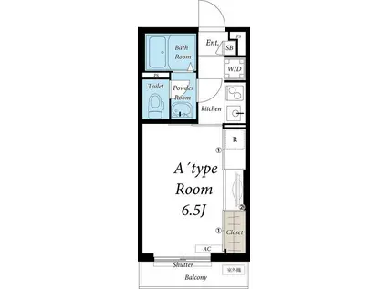 リブリ・八王子本町(1K/1階)の間取り写真