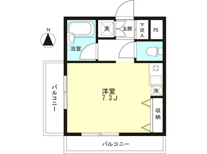 ポンドパイン瀬田(1K/2階)の間取り写真