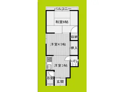 阪神電鉄阪神なんば線 出来島駅 徒歩3分 2階建 築56年(2K/1階)の間取り写真