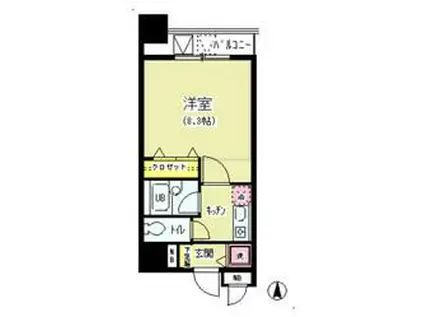 アクアコート(1K/8階)の間取り写真