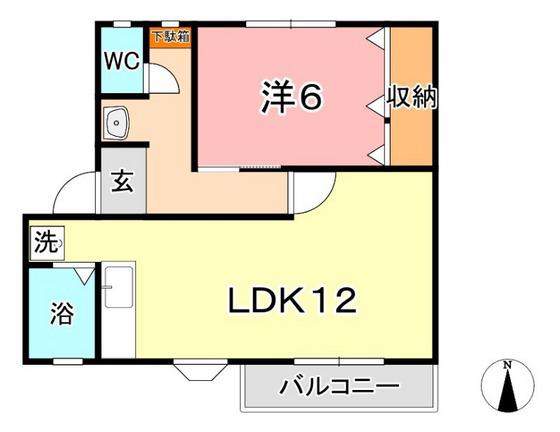 グランアムールもずII(1LDK/2階)の間取り写真