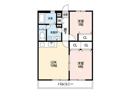 MAISON BAIKO メゾン梅香(2LDK/3階)の間取り写真