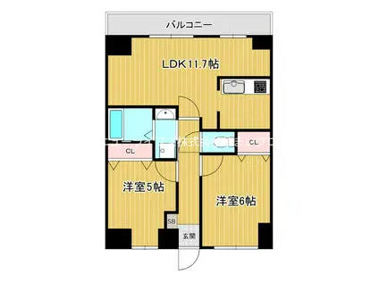 エムプラザ香里六番館(2LDK/8階)の間取り写真