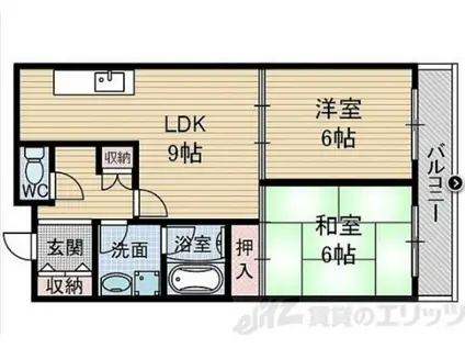 大阪モノレール本線 沢良宜駅 徒歩24分 3階建 築36年(2LDK/1階)の間取り写真