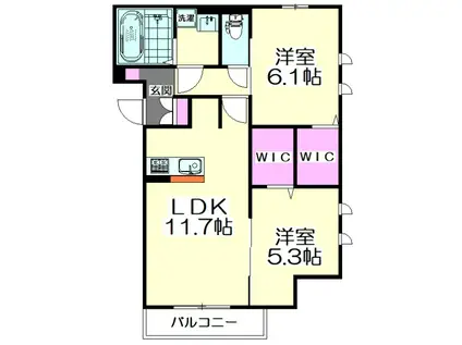 AILE六町(2LDK/1階)の間取り写真