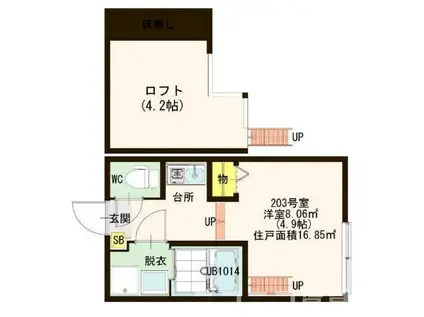 アレグリア(ワンルーム/2階)の間取り写真